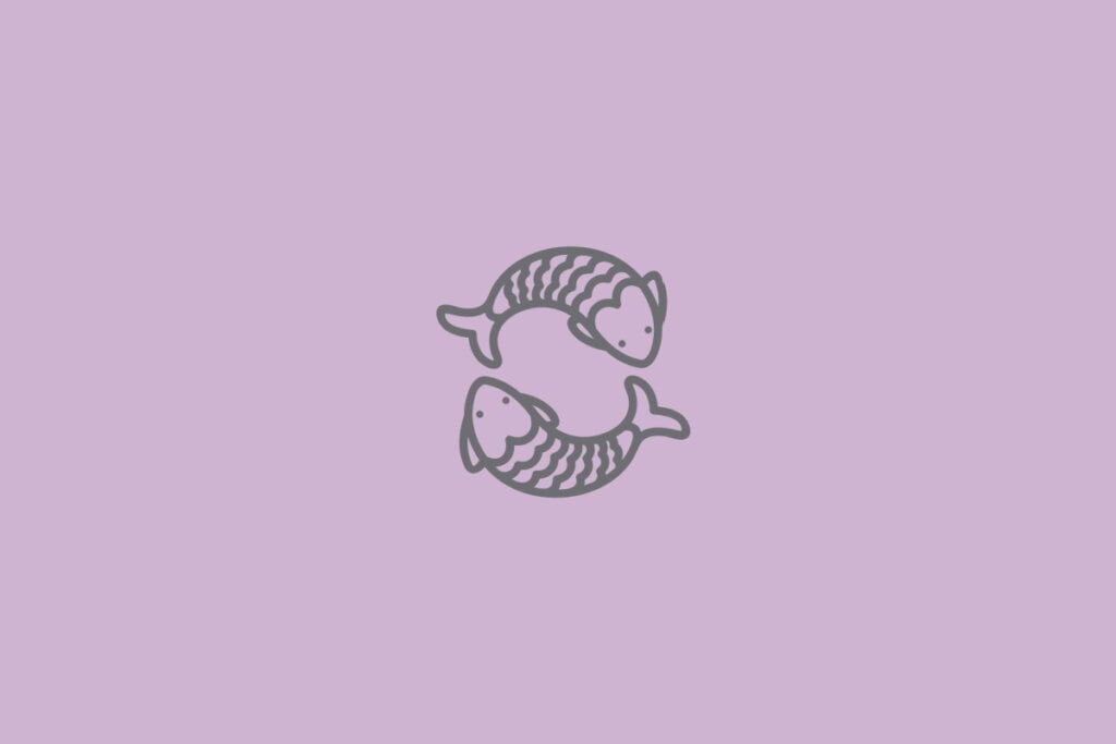 Ilustração do signo de Peixes, mostrando dois peixes formando um cÃrculo