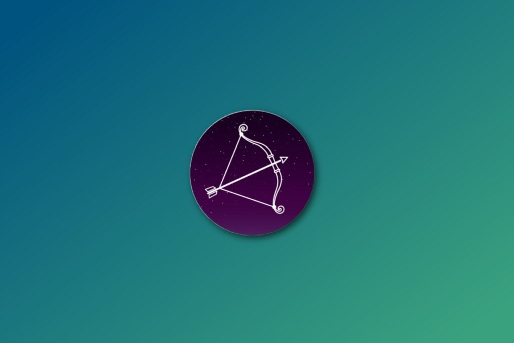 Ilustração do signo de sagitário em um fundo verde