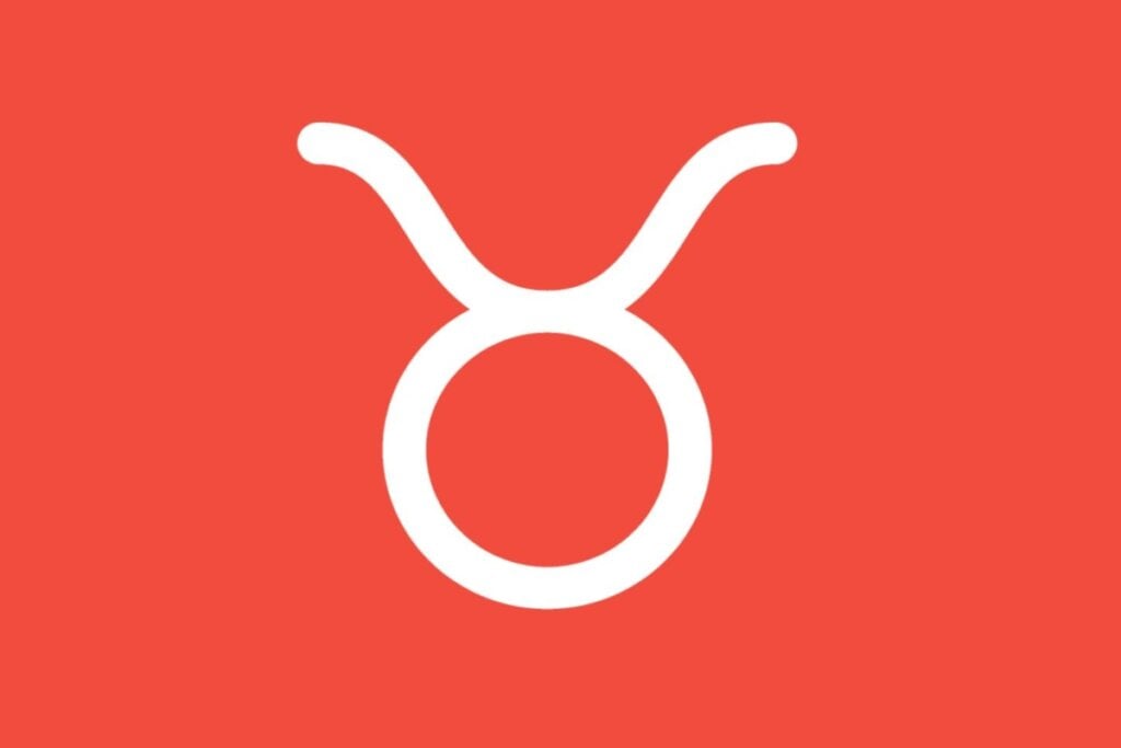 Ilustração branca do signo de touro em fundo de cor salmão