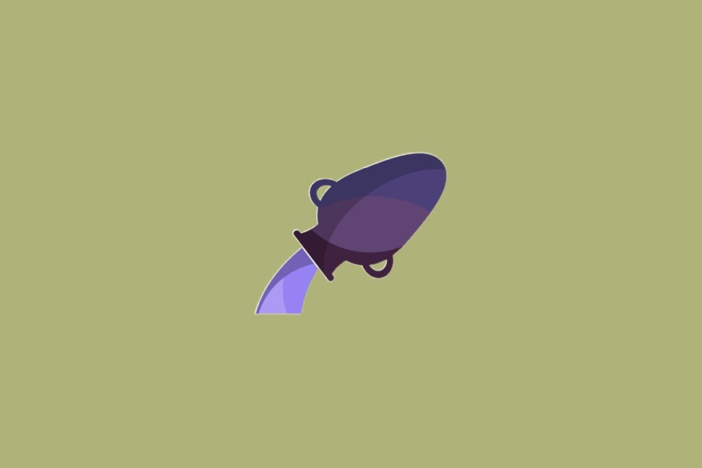 Ilustra&ccedil;&atilde;o do signo de Aqu&aacute;rio com jarro violeta escuro vertendo &aacute;gua lil&aacute;s sobre fundo verde-oliva