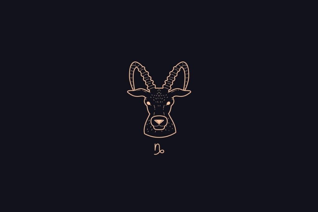 IlustraÃ§Ã£o do signo de CapricÃ³rnio em um fundo preto