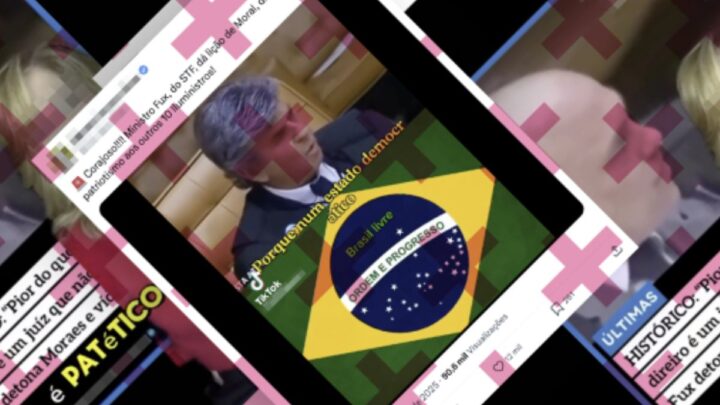 Vìdeo usa imagens de datas e assuntos diferentes para simular falso embate entre ministros da Suprema Corte (Foto: Comprova, Reprodução)