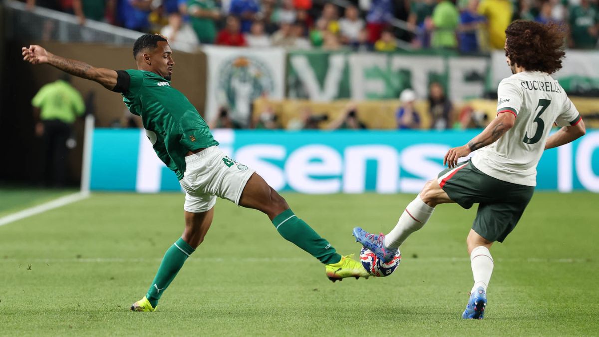Cucurella contra o Palmeiras (Foto: Cesar Greco, Palmeiras, by Canon)