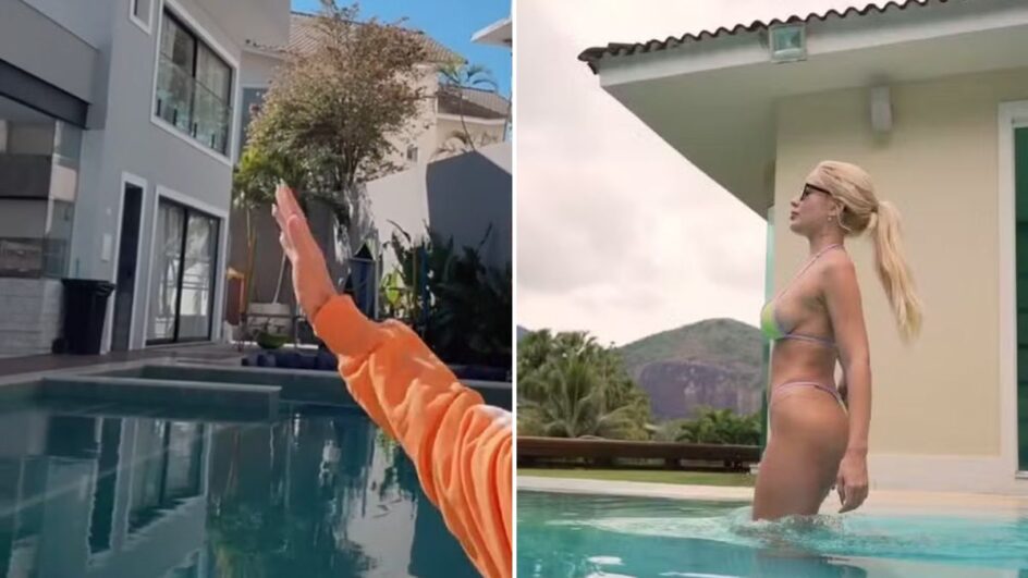 Karoline Lima mostra imagens da mansão onde vive com Leo Pereira (Foto: Redes sociais, Reprodução)