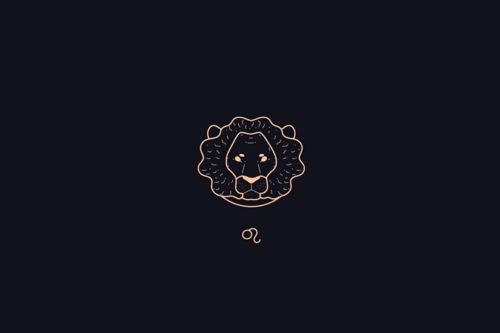 IlustraÃ§Ã£o do signo de LeÃ£o em um fundo preto