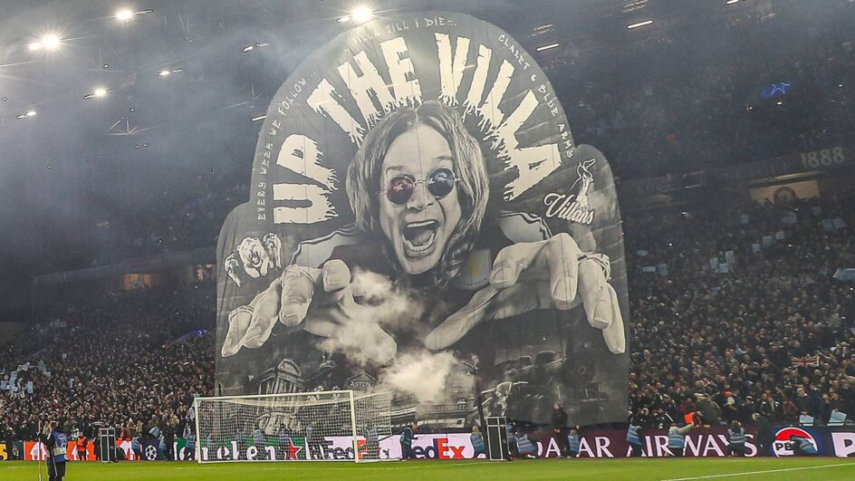 Mosaico da torcida do Aston Villa em homenagem ao cantor Ozzy Osbourne (Foto: Divulgação, Aston Villa)