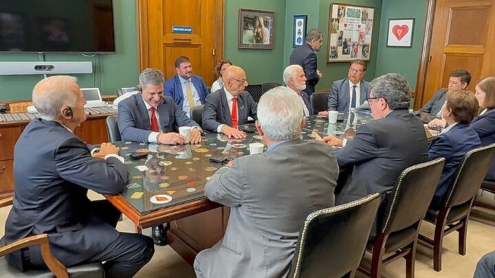 Senadores brasileiros tiveram reunião com senador Thom Tillis, do Partido Republicano (Foto: Divulgação)