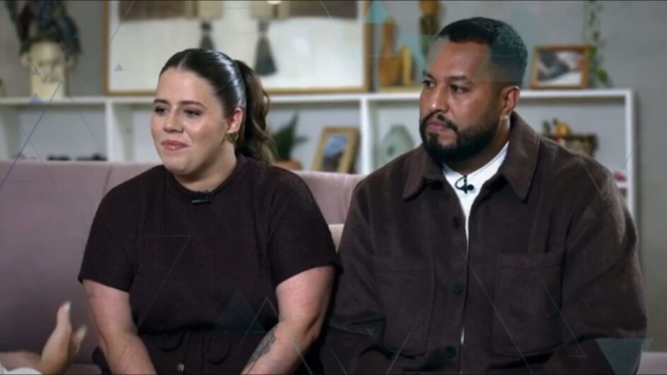 Tati Machado e o marido Bruno Monteiro em entrevista para o Fantástico