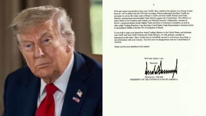 Trump anunciou tarifas de 50% sobre todos os produtos brasileiros a partir de agosto (Fotos: Reprodução)