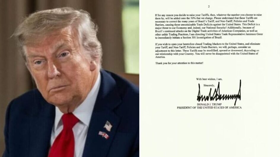 Trump anunciou tarifas de 50% sobre todos os produtos brasileiros a partir de agosto (Fotos: Reprodução)