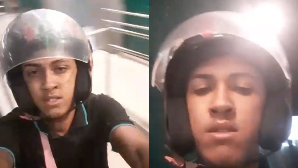Vídeo mostra homem quebrando itens de vidro na recepção (Foto: Redes sociais, Reprodução)