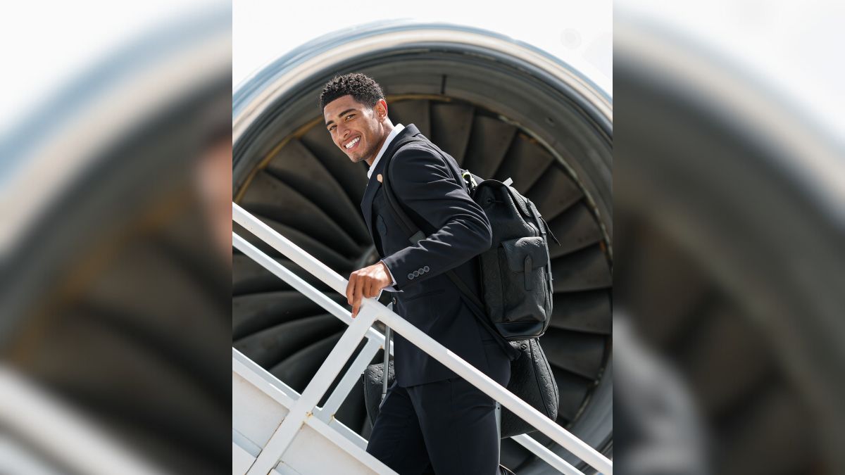 Jude Bellingham, no embarque do Real Madrid em Orlando (Foto: divulgação, Real Madrid)