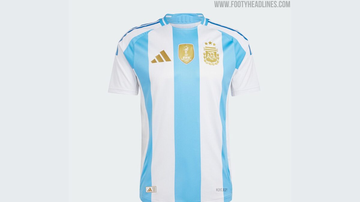 camisa da Argentina para a Copa do Mundo de 2024. (Foto: Reprodu&ccedil;&atilde;o, Footy Headlines)