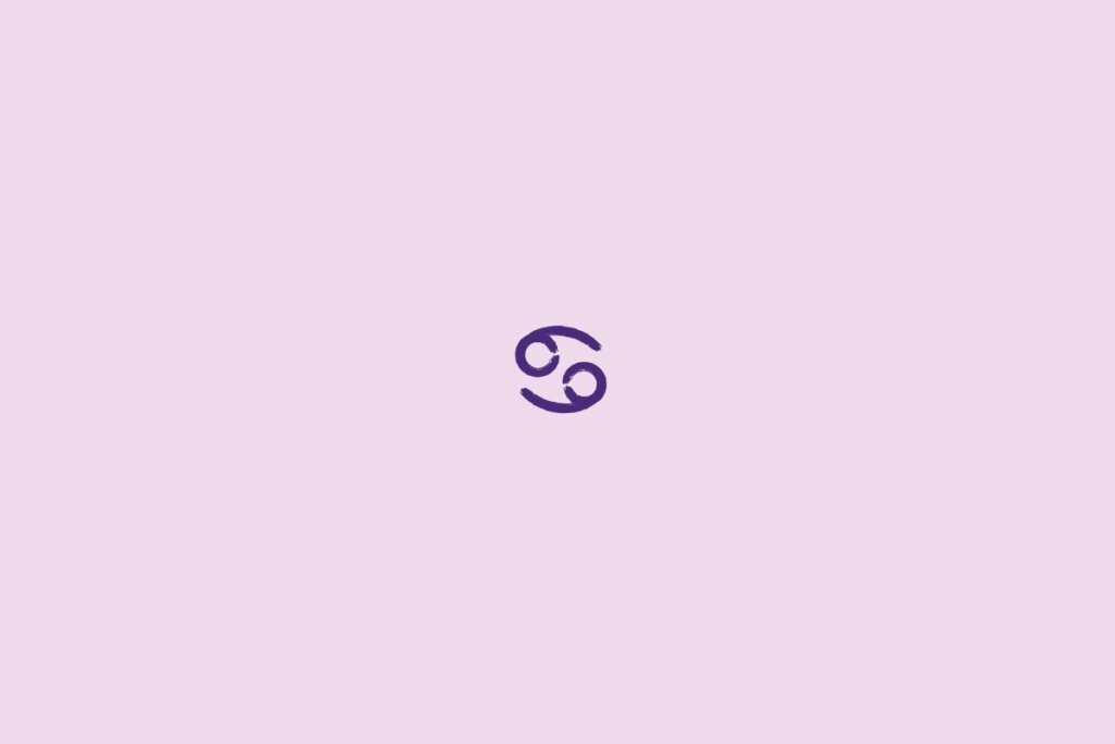 Ilustra&ccedil;&atilde;o do signo de c&acirc;ncer em um fundo roxo