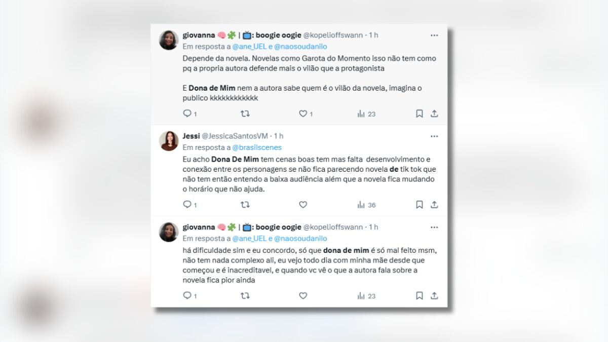 crítica a dona de mim nas redes sociais