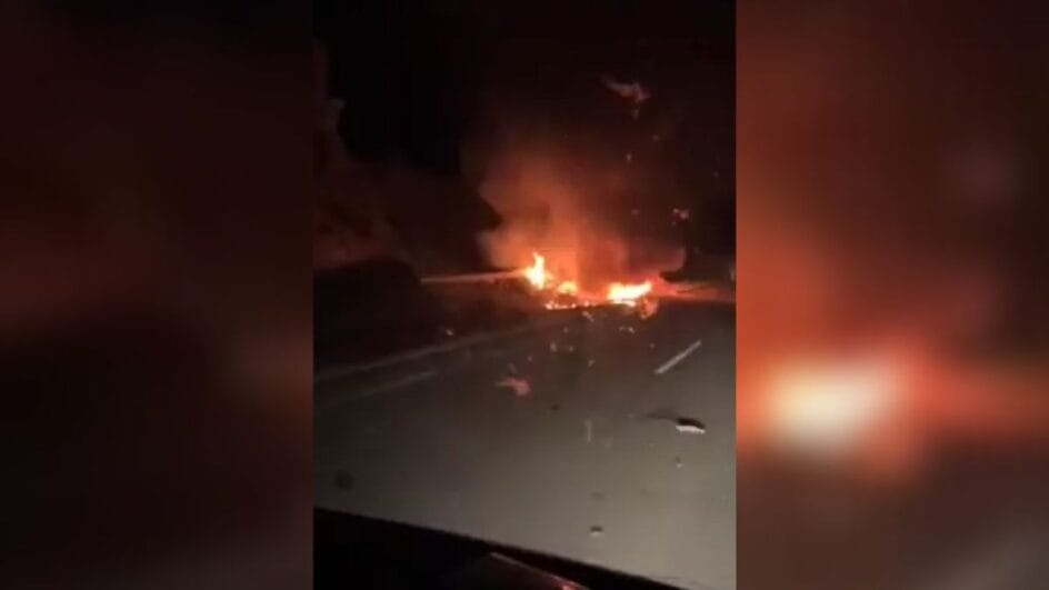 Carro de Diogo Jota em chamas