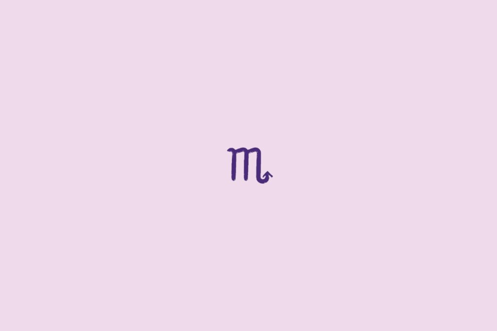 Ilustra&ccedil;&atilde;o do signo de escorpi&atilde;o em um fundo roxo