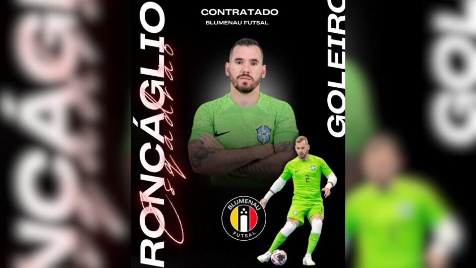 Anúncio da contratação do goleiro Diego Roncaglio pelo Blumenau Futsal