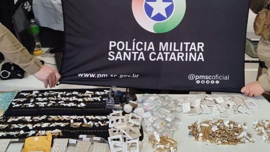 Ao todo, suspeito havia furtado mais de R$ 1 milhão em joias e dinheiro (Foto: PMSC, Divulgação)