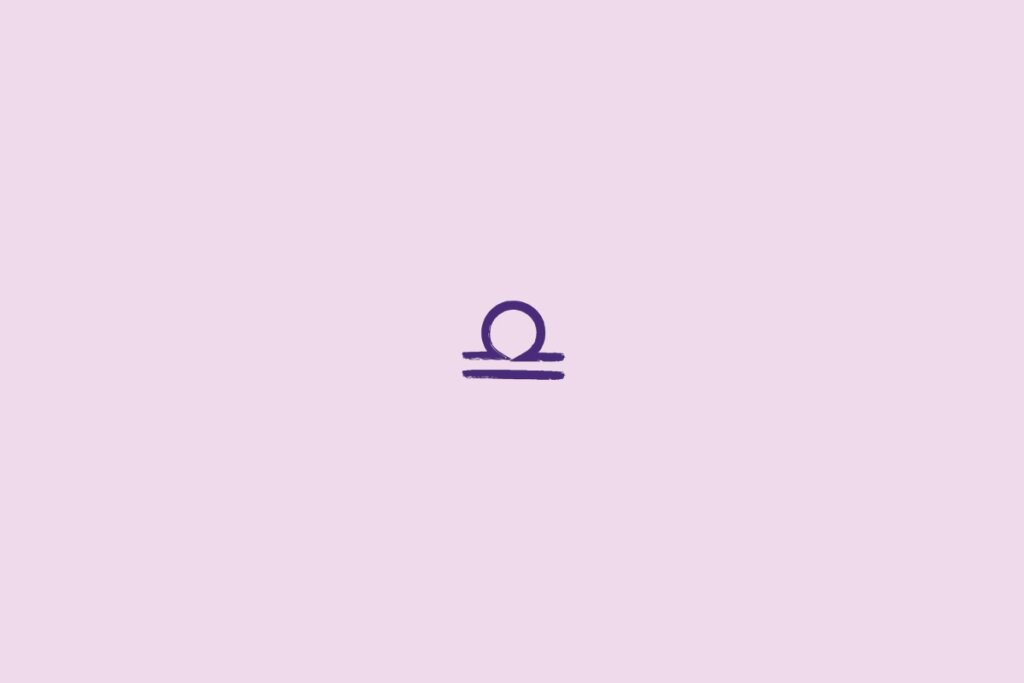 Ilustra&ccedil;&atilde;o do signo de libra em um fundo roxo