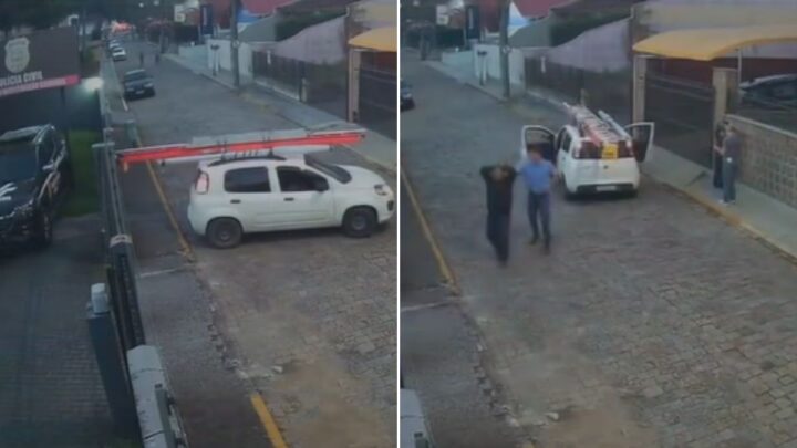 Motorista preso em frente à delegacia de Jaraguá do Sul (SC)
