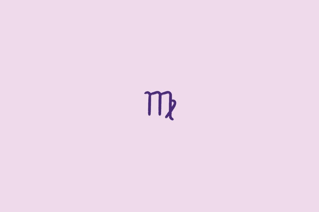Ilustra&ccedil;&atilde;o do signo de virgem em um fundo roxo