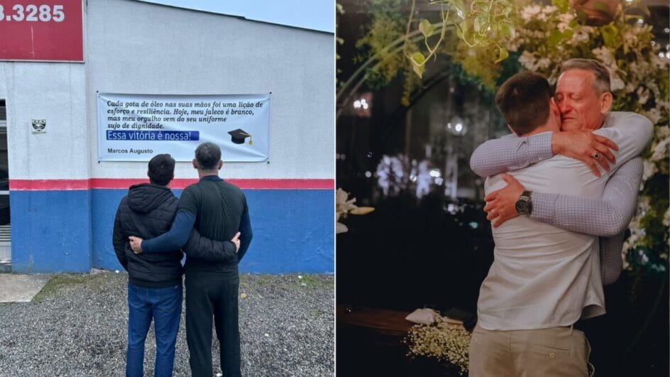 Homenagem filho médico pai mecânico