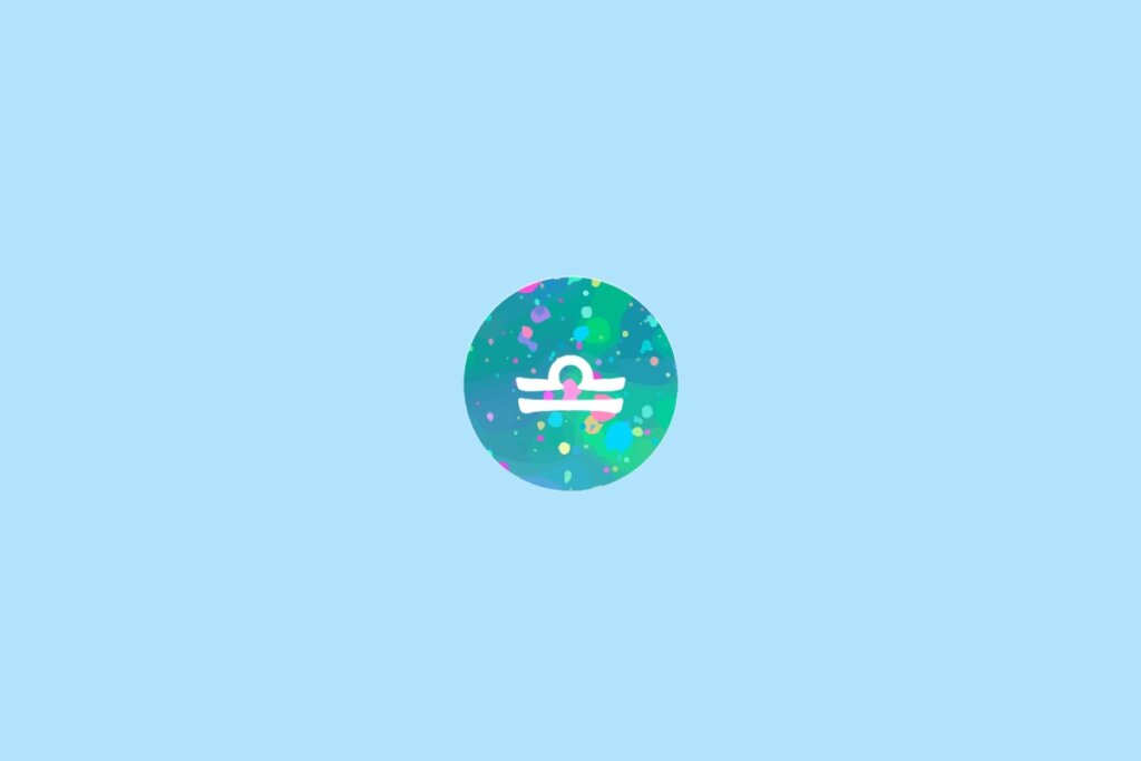 Ãcone do signo de Libra em um cÃrculo colorido com fundo azul-claro