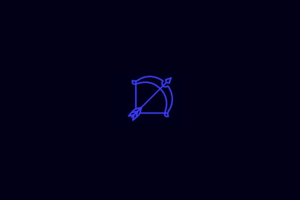 Ilustração do signo de Sagitário em um fundo azul