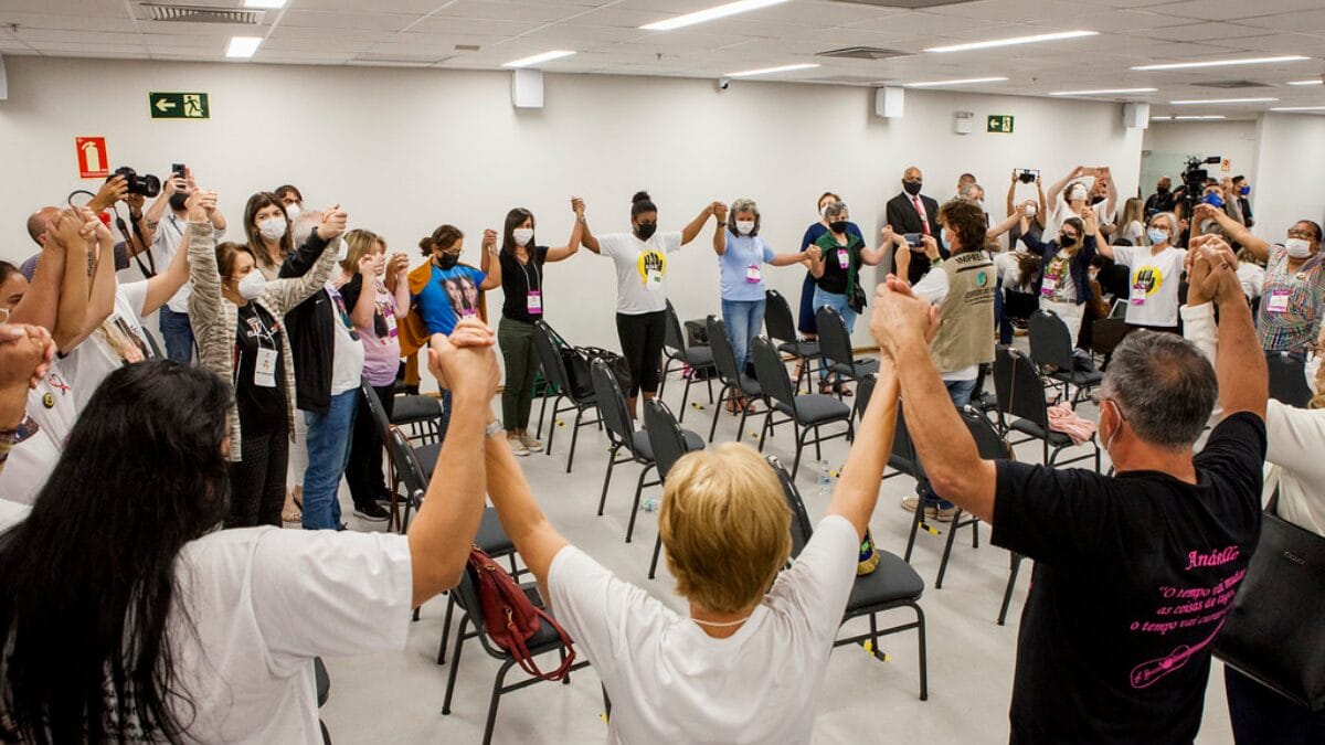 Julgamento Kiss 9º dia (09dez21)Familiares de vítimas fazem oração. Foto: Juliano Verardi / Imprensa TJRS