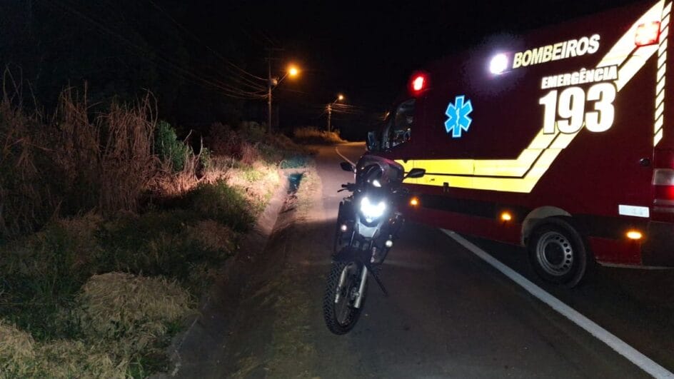 Cachorro atropelado por moto em São Bento do Sul (SC)