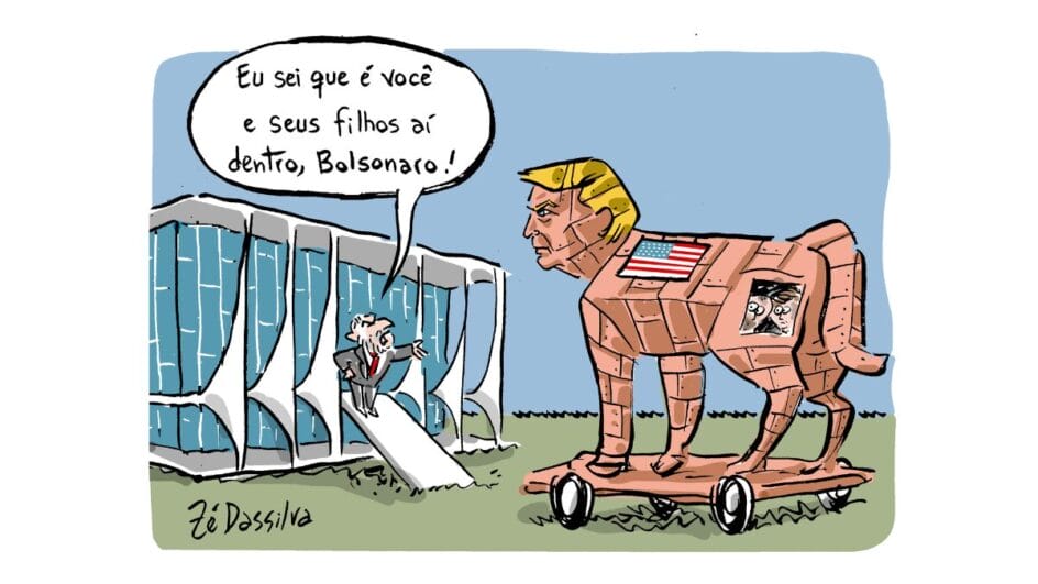 Charge do Zé Dassilva Trump de Tróia