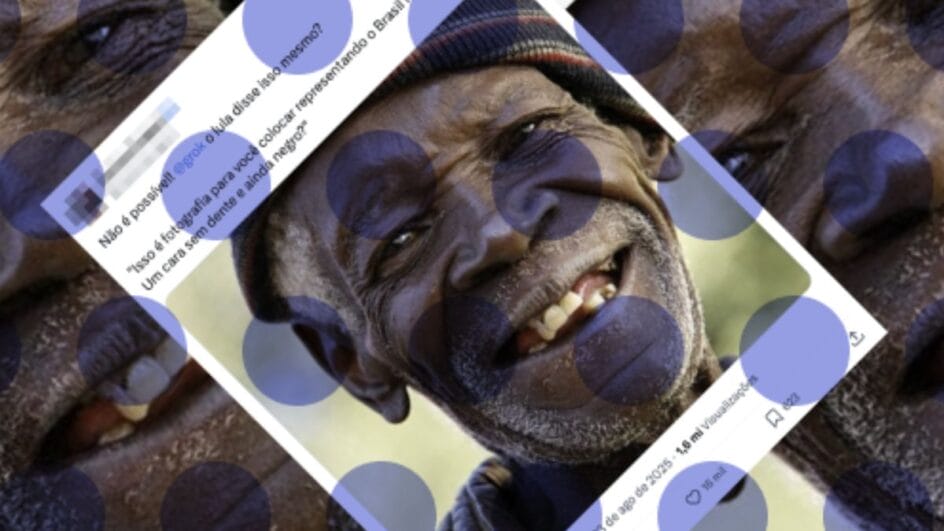 Postagem exibe fala incompleta de Lula sobre foto de homem negro sem dentes (Foto: Comprova, Reprodução)