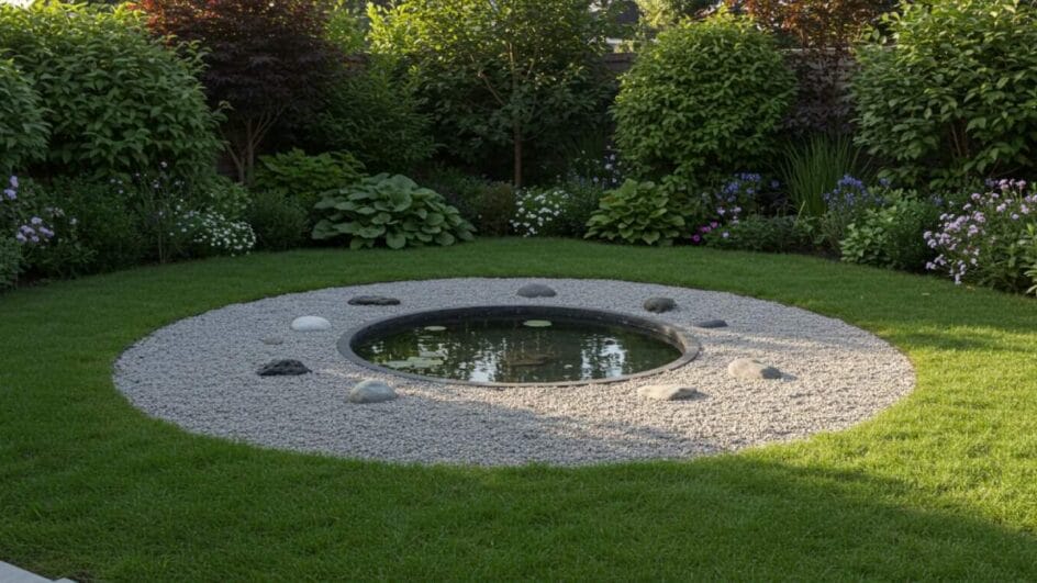 A decoração com pedras deixa o lago ainda mais natural (Foto: Imagem gerada por IA)