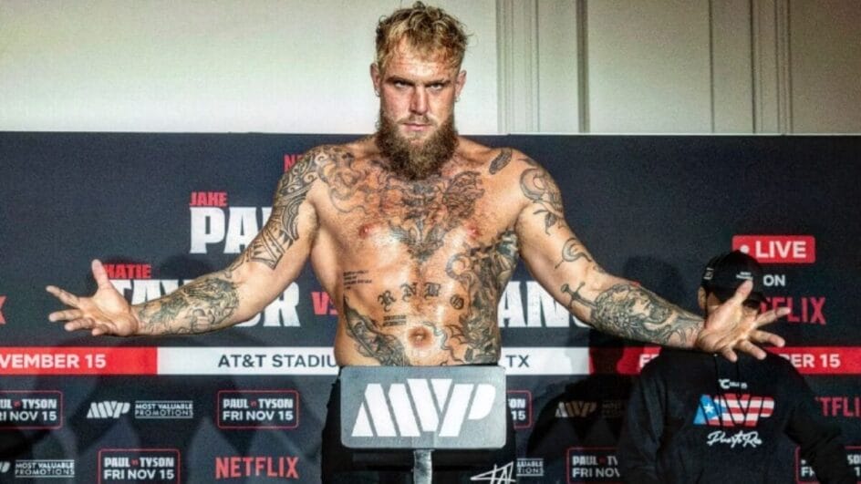 Jake Paul na pesagem da luta contra Mike Tyson (Foto: Reprodução, Instagram, @jakepaul)