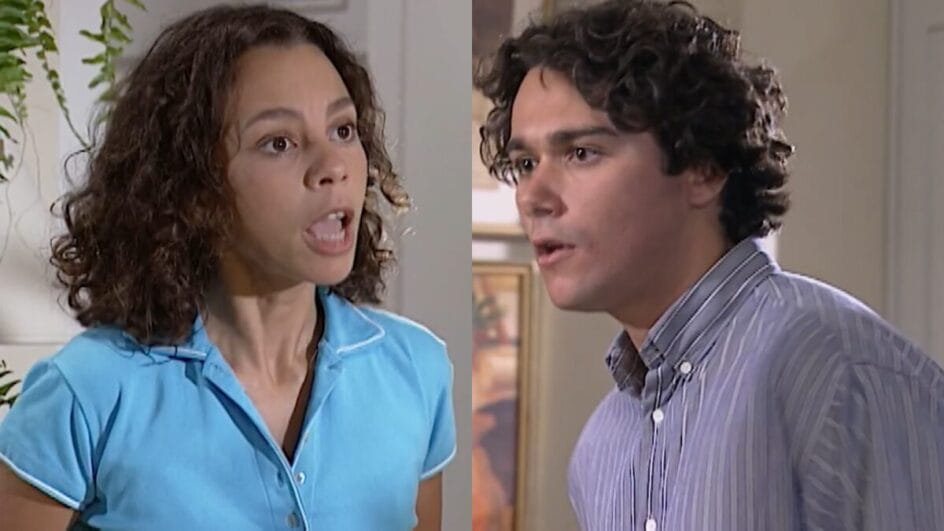 Joyce e Caio saem no tapa e ela ameaça colocá-lo na cadeia em História de Amor