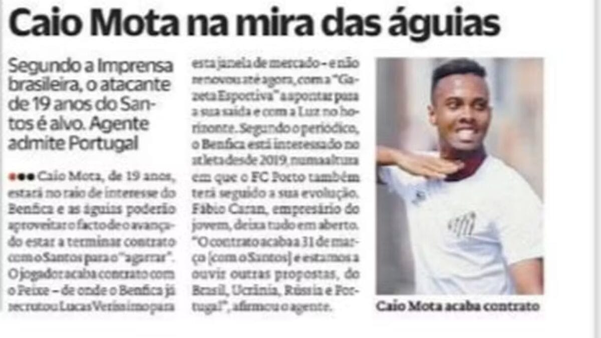 Manchete no jornal Diário Desportivo O Jogo de Portugal (Foto: Arquivo pessoal)