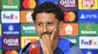 Marquinhos, capitão do PSG, em coletiva de imprensa (Foto: Divulgação, PSG)