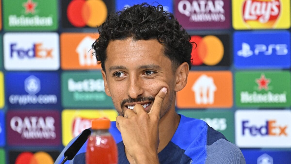 Marquinhos, capitão do PSG, em coletiva de imprensa (Foto: Divulgação, PSG)