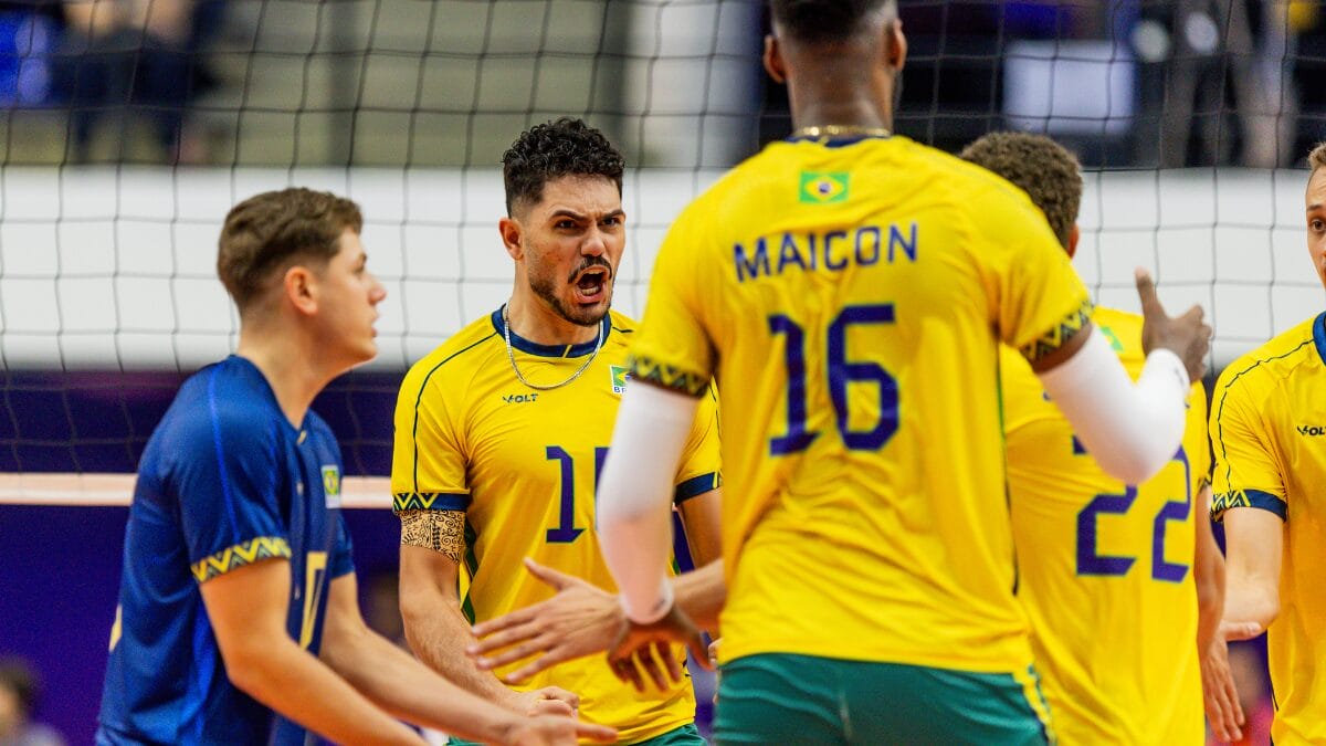 Brasil comemorando ponto