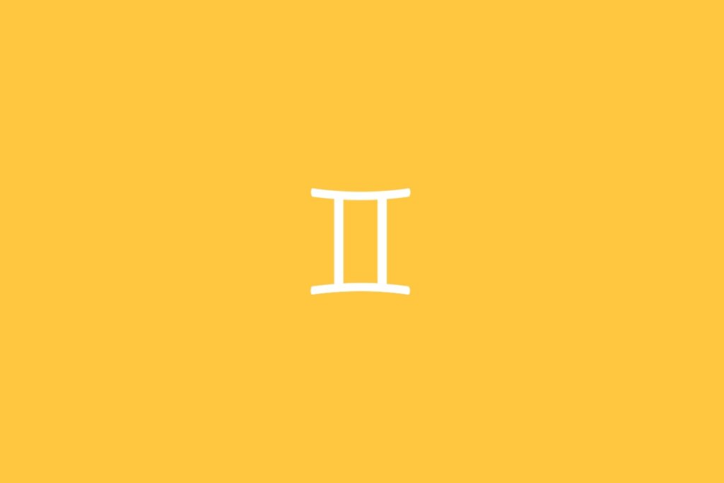 Ilustração do signo de gêmeos em um fundo amarelo