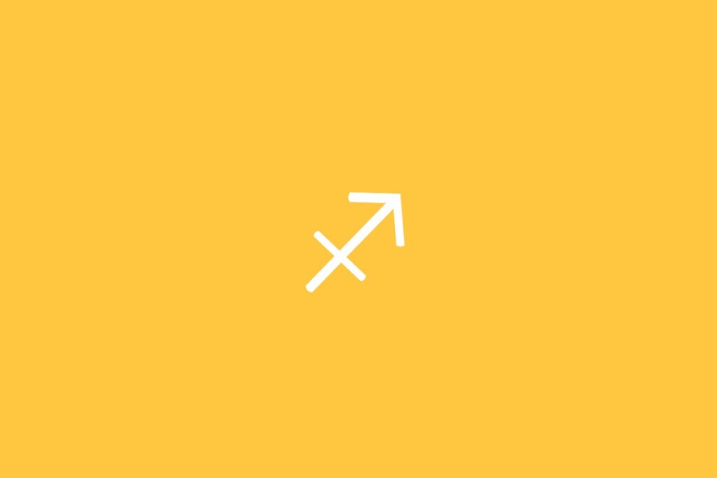 Ilustração do signo de sagitário em um fundo amarelo