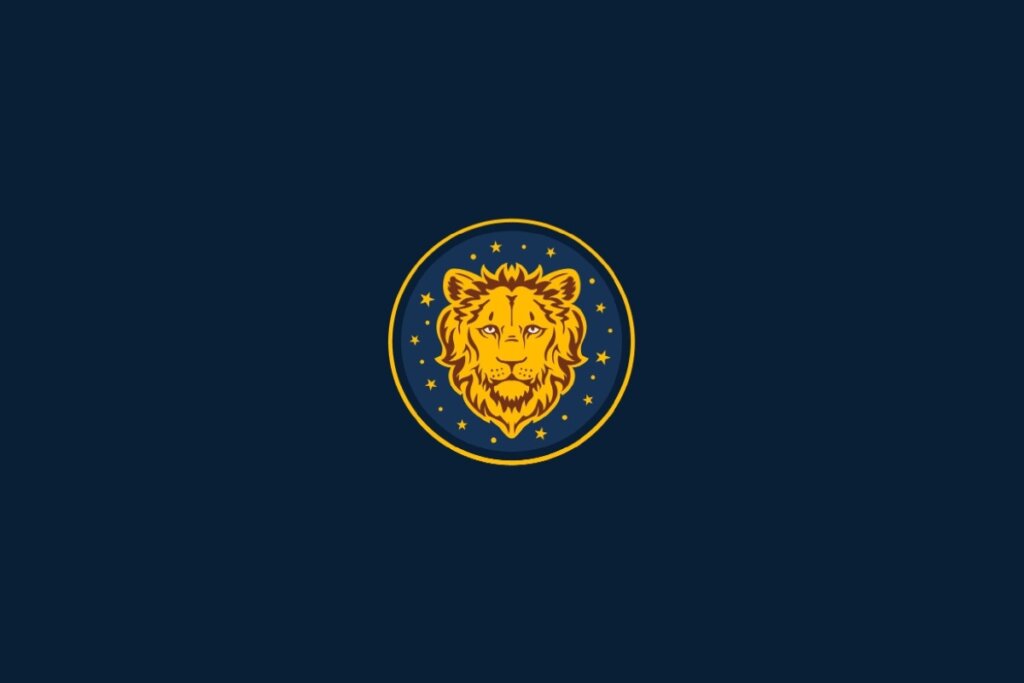 Ilustração do signo de Leão em um fundo azul