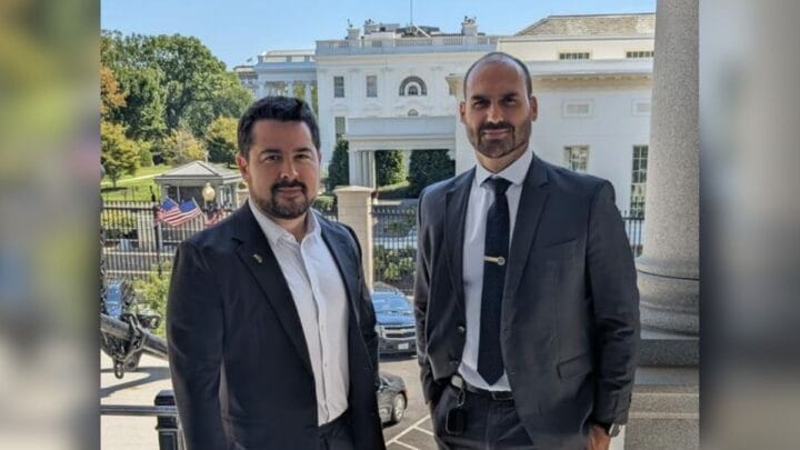 Paulo Figueiredo e Eduardo Bolsonaro foram denunciados pela PGR (Foto: Reprodução, X)