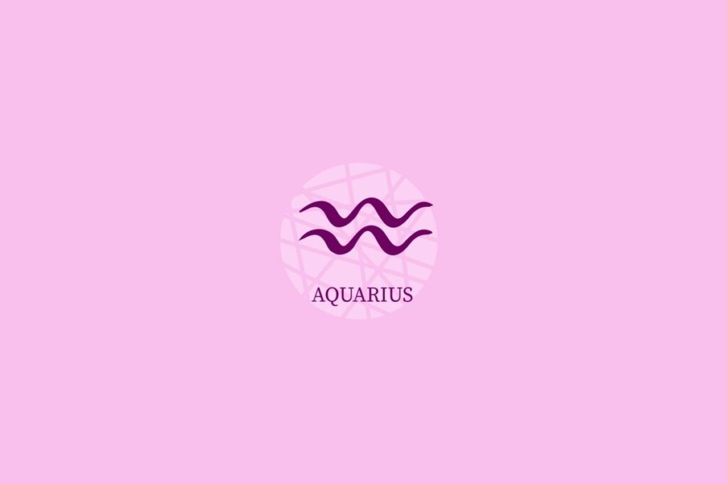 Ilustração do signo de aquário em um fundo roxo-claro