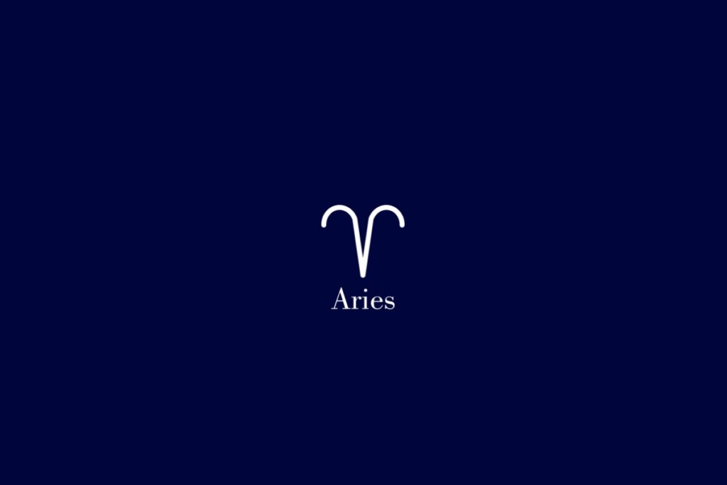 Ilustração do signo de áries em um fundo azul-escuro