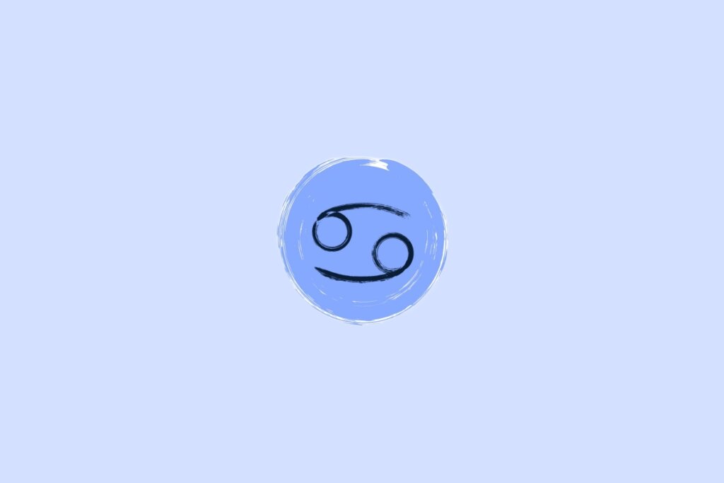 Ilustração do signo de câncer em um fundo azul-claro