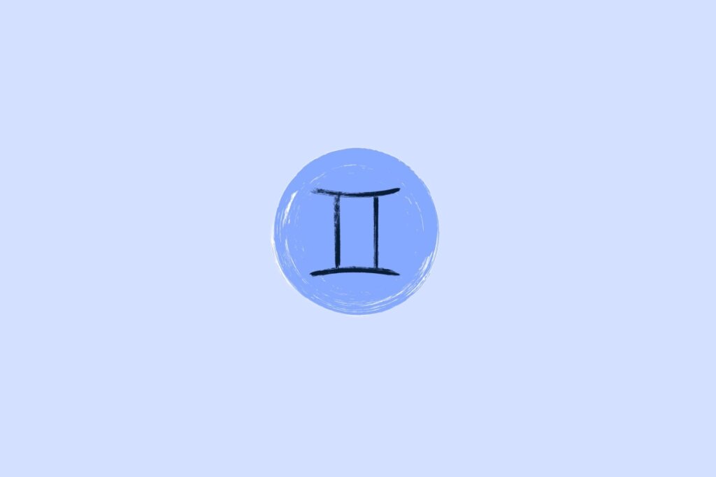 Ilustração do signo de gêmeos em um fundo azul-claro