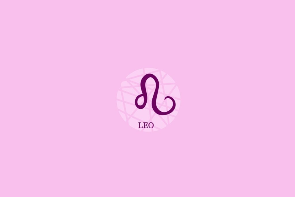 Ilustração do signo de leão em um fundo roxo-claro