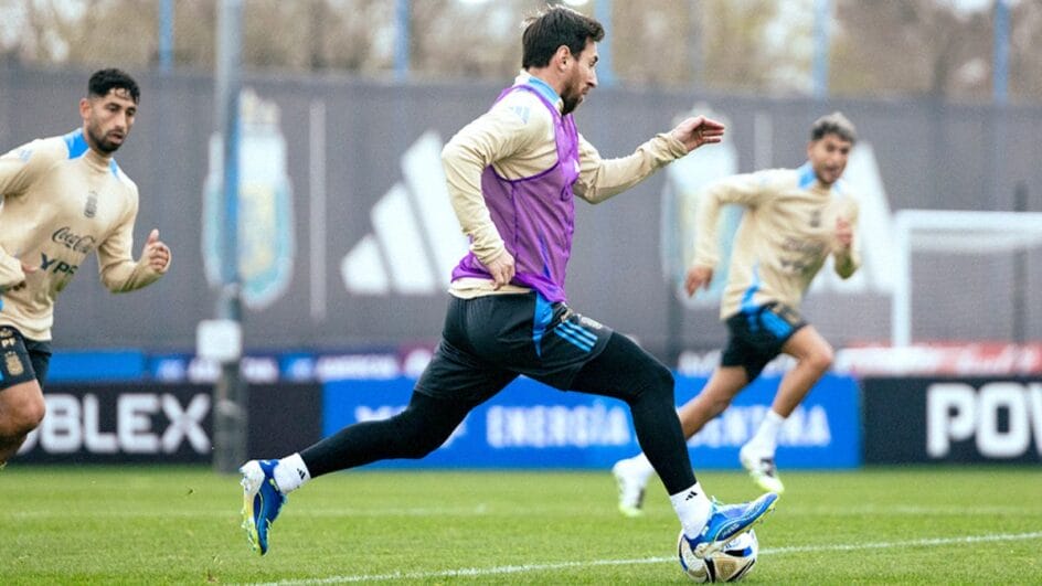 Messi, em treino da Argentina